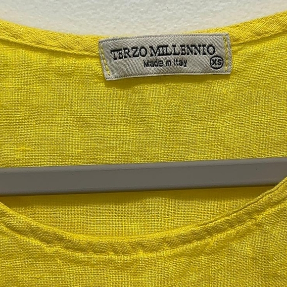 Terzo Millennio Women’s Yellow Linen Sleeveless Dress XS Made in Italy Summer Ca - Picture 6 of 9